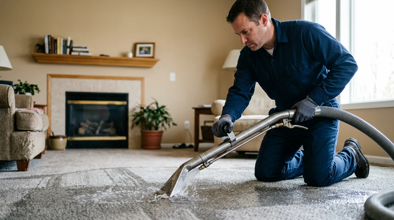 Water damage restoration technician working near Wellsburg, WV